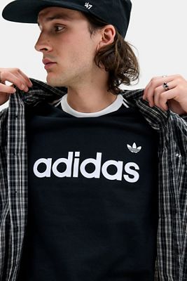 Camiseta Ringer Negra con 3 Rayas adidas