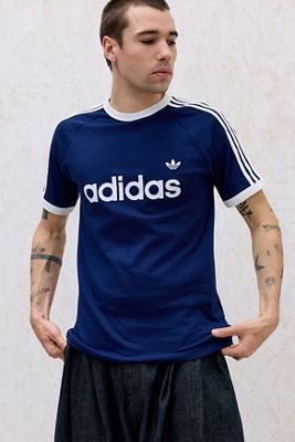 T-shirt à col contrastant 3 bandes adidas Originals Night Indigo