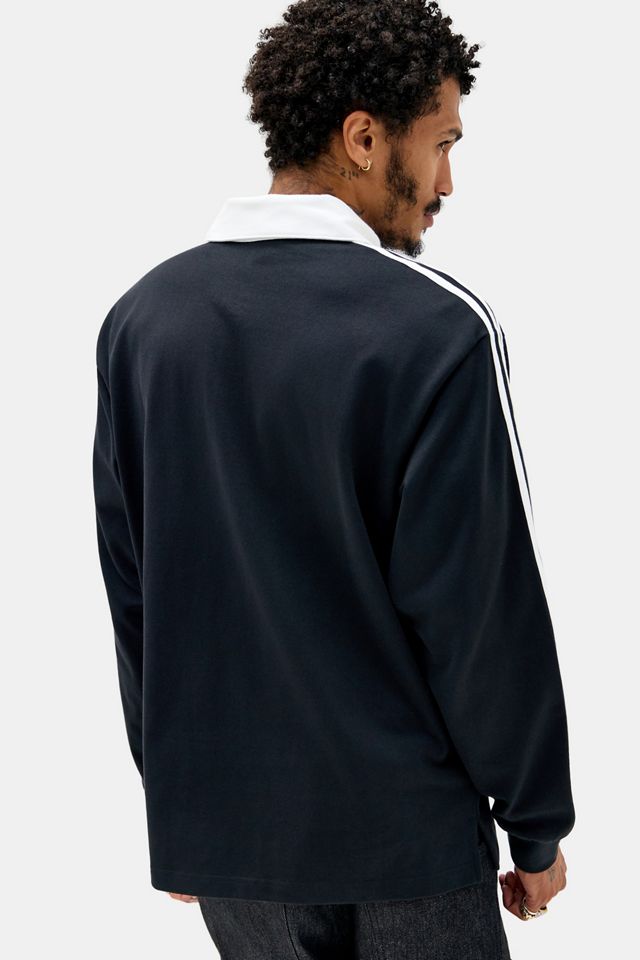 adidas Originals Black 3-Stripe Long Sleeve Rugby Shirt #3