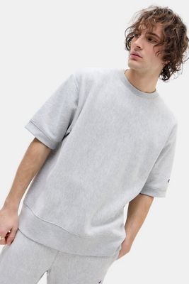 Felpa a Maniche Corte Champion Grigia Reverse Weave