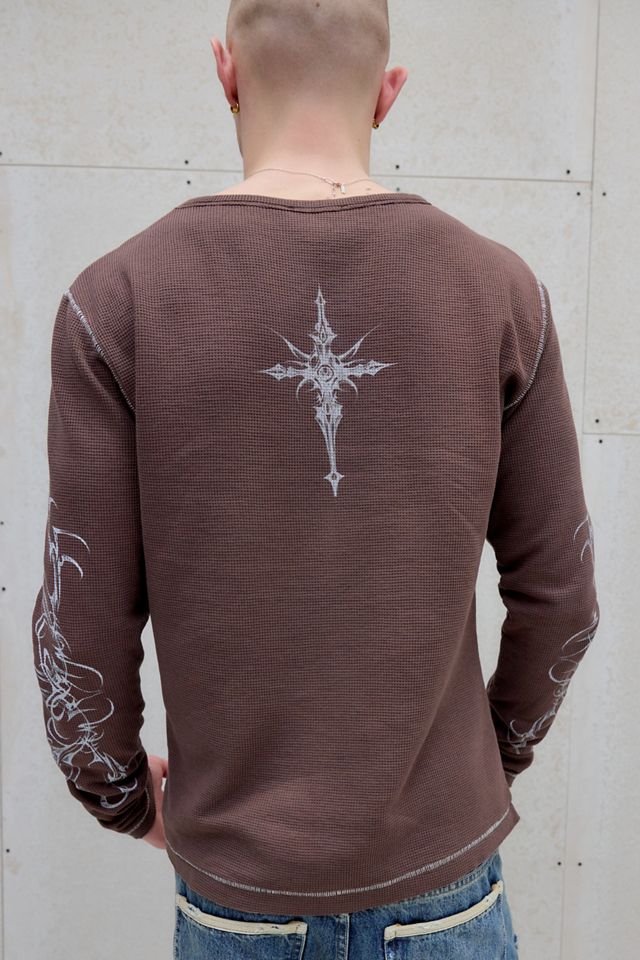 Jaded London UO Exclusive Taupe Ines Waffle Long Sleeve Top