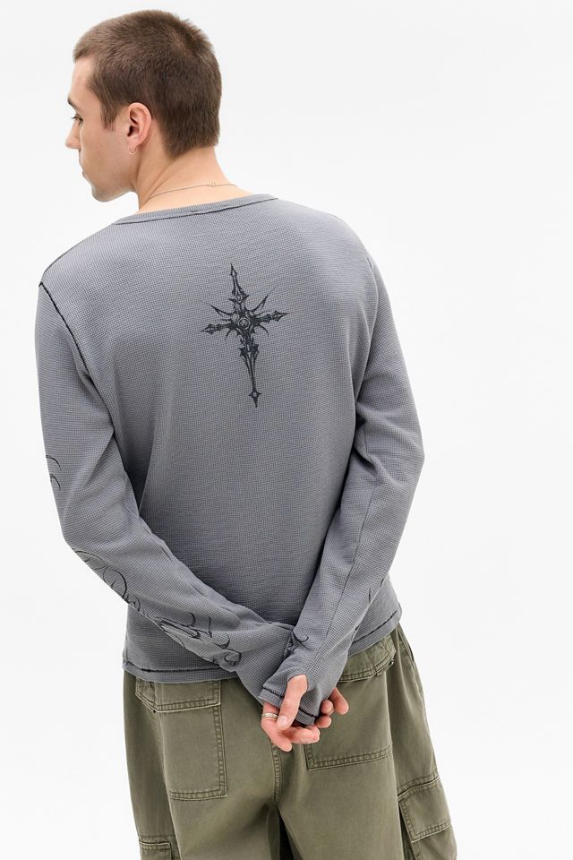 Jaded London UO Exclusive Grey Ines Waffle Long Sleeve Top | Urban