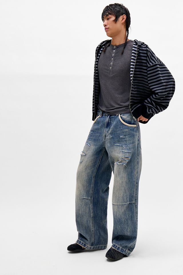 Jaded London Gewaschenes Schwarzes Haze Henley T-Shirt #1
