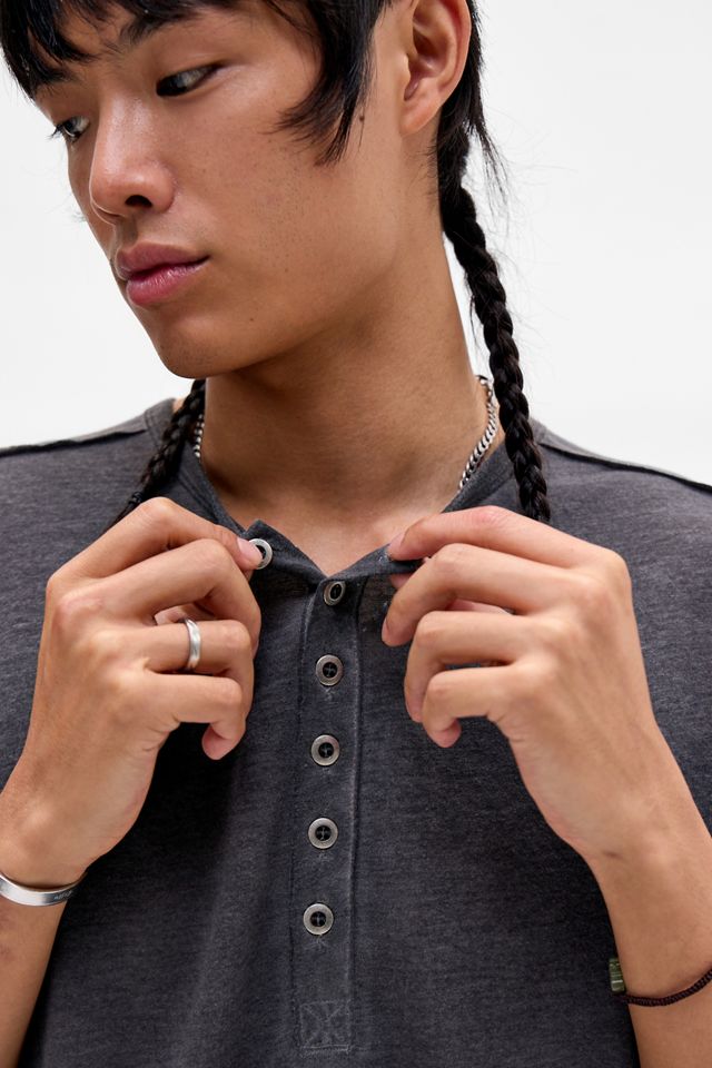 Jaded London Gewaschenes Schwarzes Haze Henley T-Shirt #2