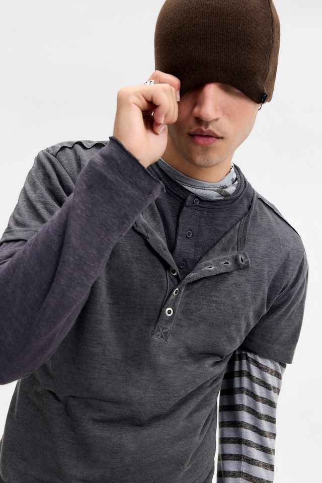 T-shirt Henley Jaded London Washed Black Haze #5