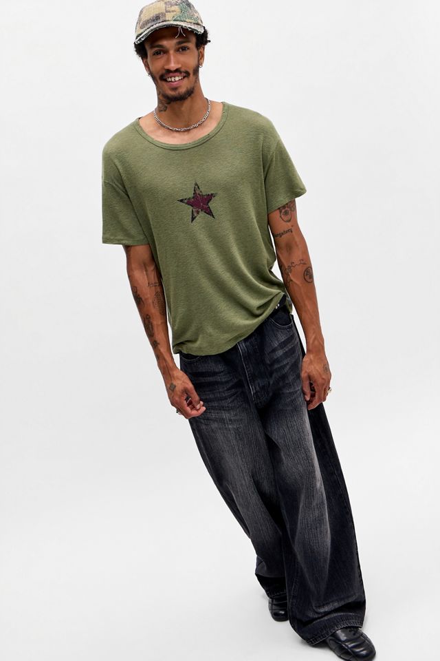 Jaded London Green Star Sun Faded T-Shirt #1