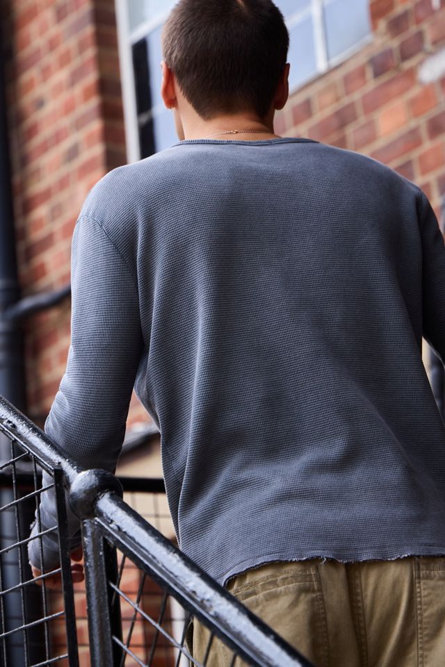 Jaded London T-shirt a Maniche Lunghe Henley in Waffle Antracite #3