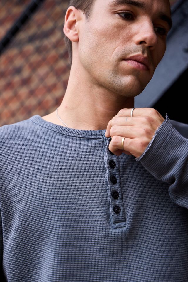 Jaded London T-shirt a Maniche Lunghe Henley in Waffle Antracite #2