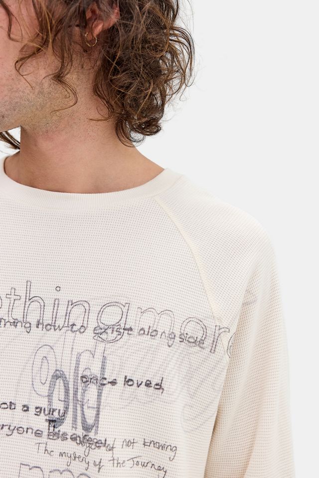 Jaded London T-shirt Bianca a Maniche Lunghe in Waffle con Grafica #2