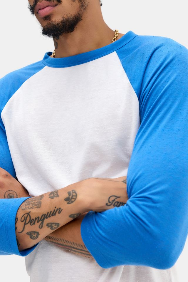 T-shirt de baseball vieilli bleu Jaded London #2