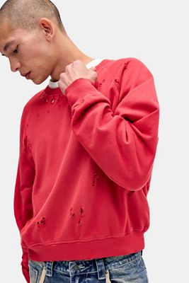 Jaded London Rotes Sonnenverfärbtes Distressed Sweatshirt