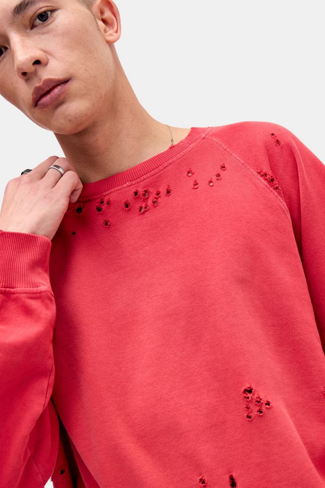 Felpa Effetto Sbiadito dal Sole Rossa Distressed Jaded London #2
