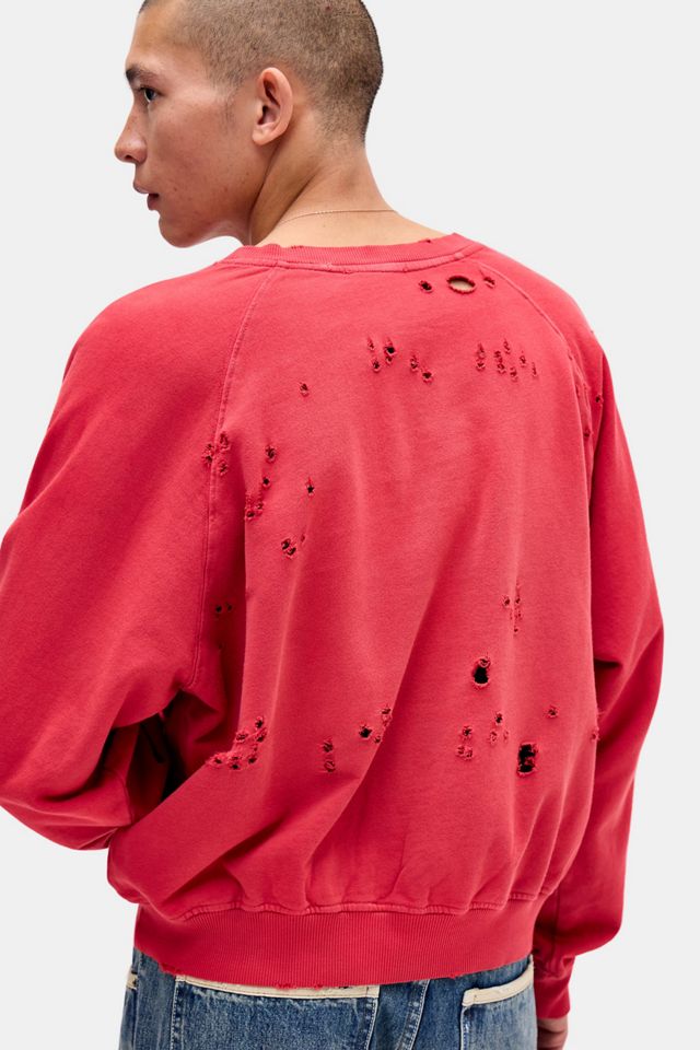 Felpa Effetto Sbiadito dal Sole Rossa Distressed Jaded London #3