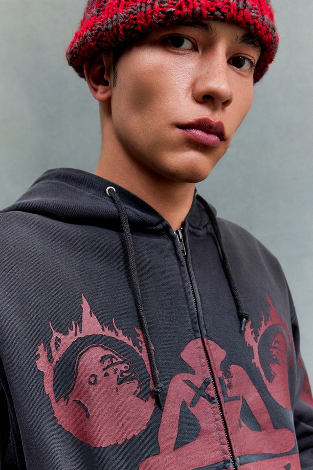 Sudadera con Capucha y Cremallera con Gráfico de Meditación Negra XLARGE #3