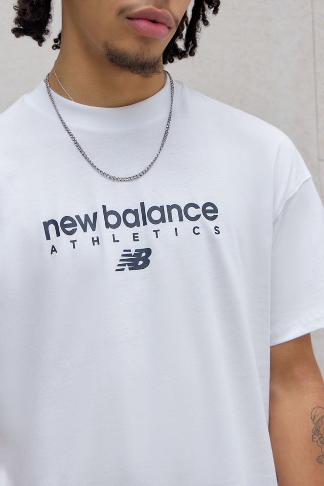 New Balance White Linear Heritage T-Shirt #2