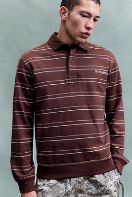 Camiseta Rugby de Manga Larga a Rayas Marrón No Problemo
