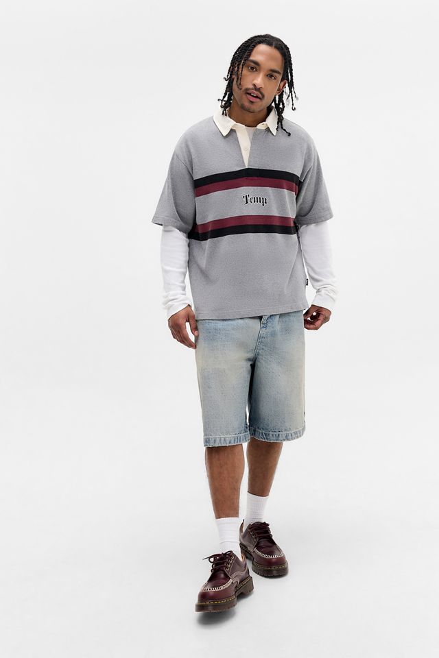Camisa Polo de Manga Corta Gris Exclusiva de UO de Temp Surf Co #1
