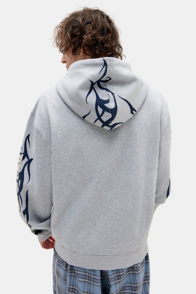 Sudadera con Capucha Gris Jaspeado con Apliqué de Tatuaje Ed Hardy #3