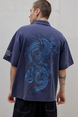 Polo Ed Hardy UO Exclusive con Pannello Blu Navy
