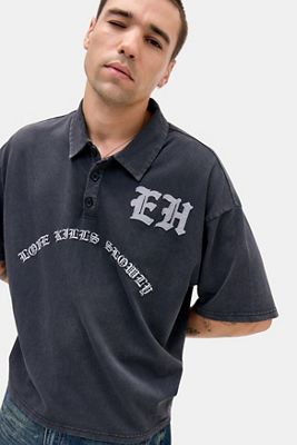 Ed Hardy UO Exklusives Schwarzes Gothic Polohemd