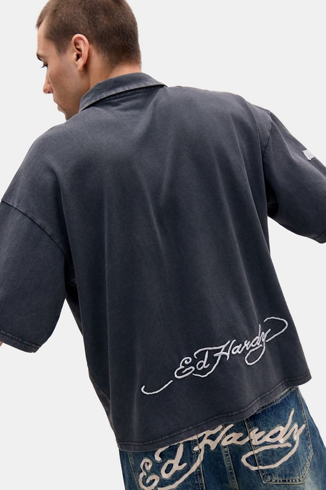 Ed Hardy UO Exklusives Schwarzes Gothic Polohemd #1