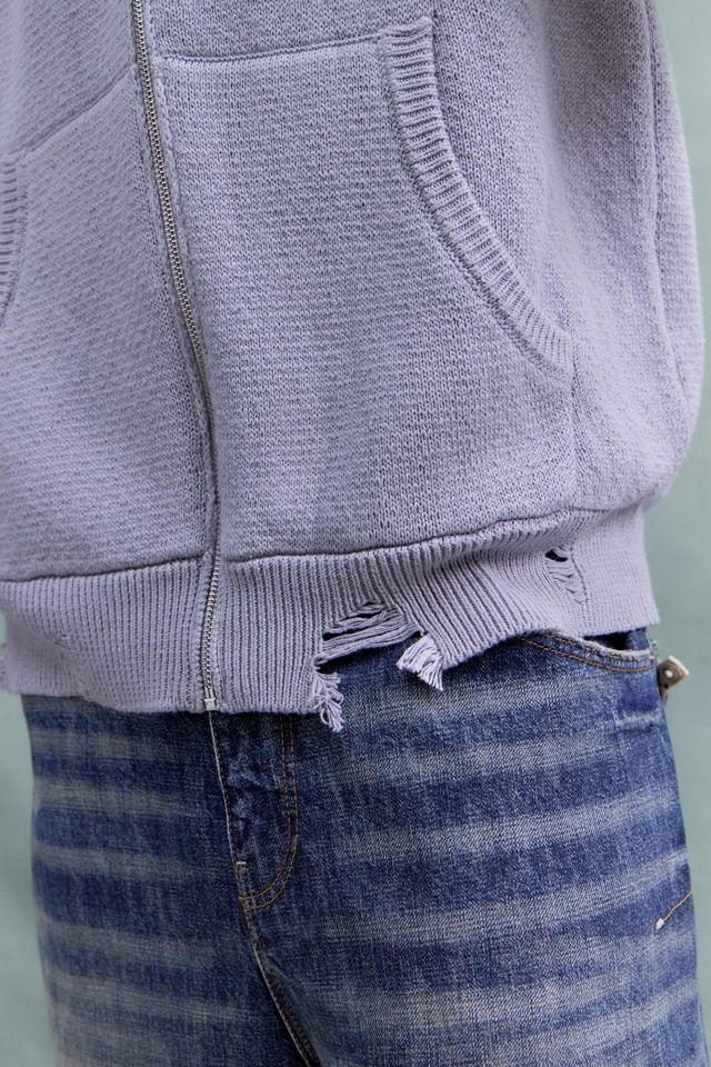 Felpa con Cappuccio in Maglia Effetto Consumato Argento con Zip Integrale Alpha Industries #4