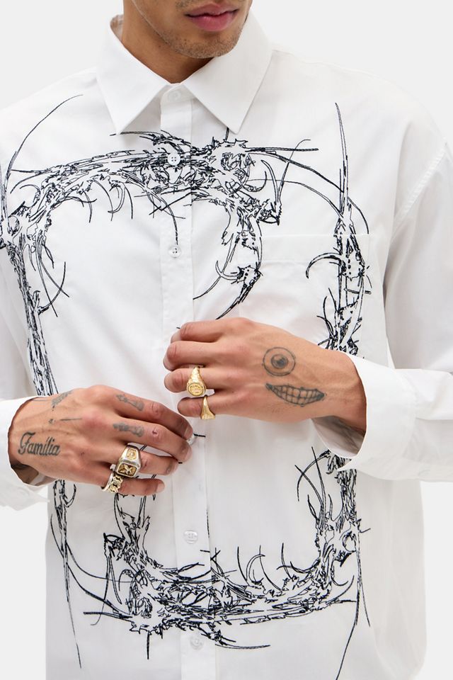 jaded londonシャツ Jaded London Opaque Embroidered Shirt | Urban Outfitters UK