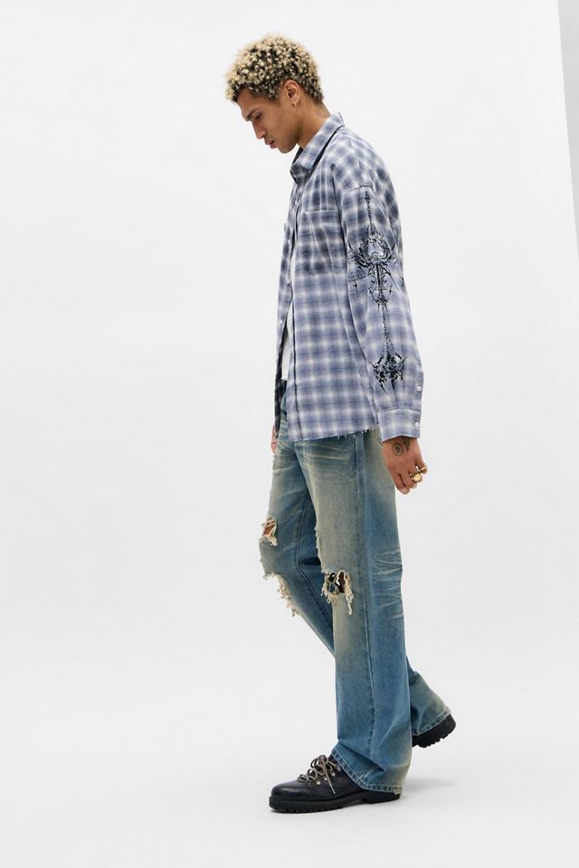 Jaded London Kasper Inked Flannel Shirt #1