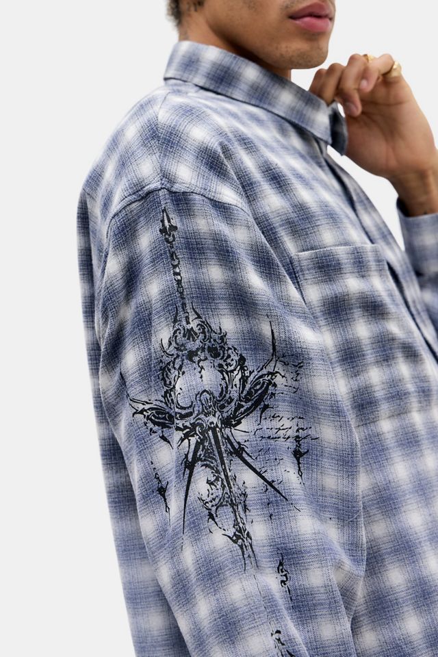 Jaded London Kasper Inked Flannel Shirt #2