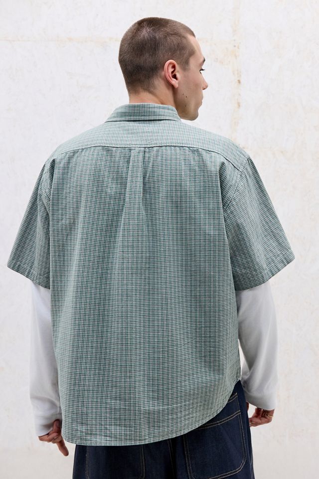 Chemise à manches courtes à carreaux verts XLARGE #3