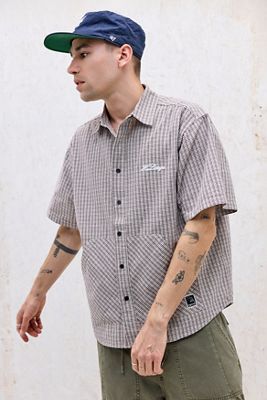 Camicia a Maniche Corte a Quadri Beige XLARGE