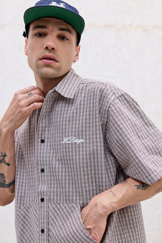 Chemise à manches courtes à carreaux beige XLARGE #2