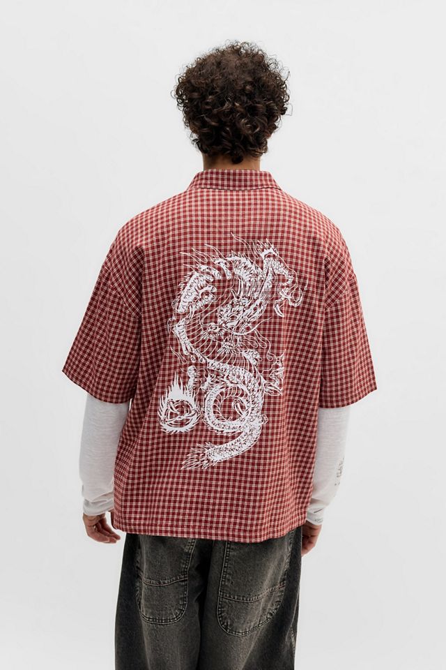Camisa Relajada de Cuadros Roja Ed Hardy Exclusiva de UO #1