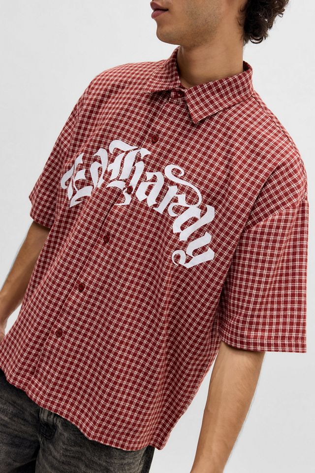 Camisa Relajada de Cuadros Roja Ed Hardy Exclusiva de UO #2