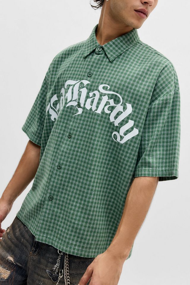 Ed Hardy UO Exclusivo Camisa Relajada de Cuadros Verde #2