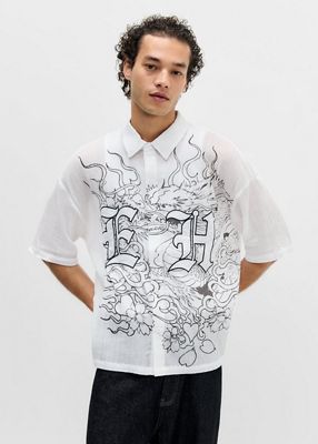 Chemise gothique blanche exclusive UO Ed Hardy