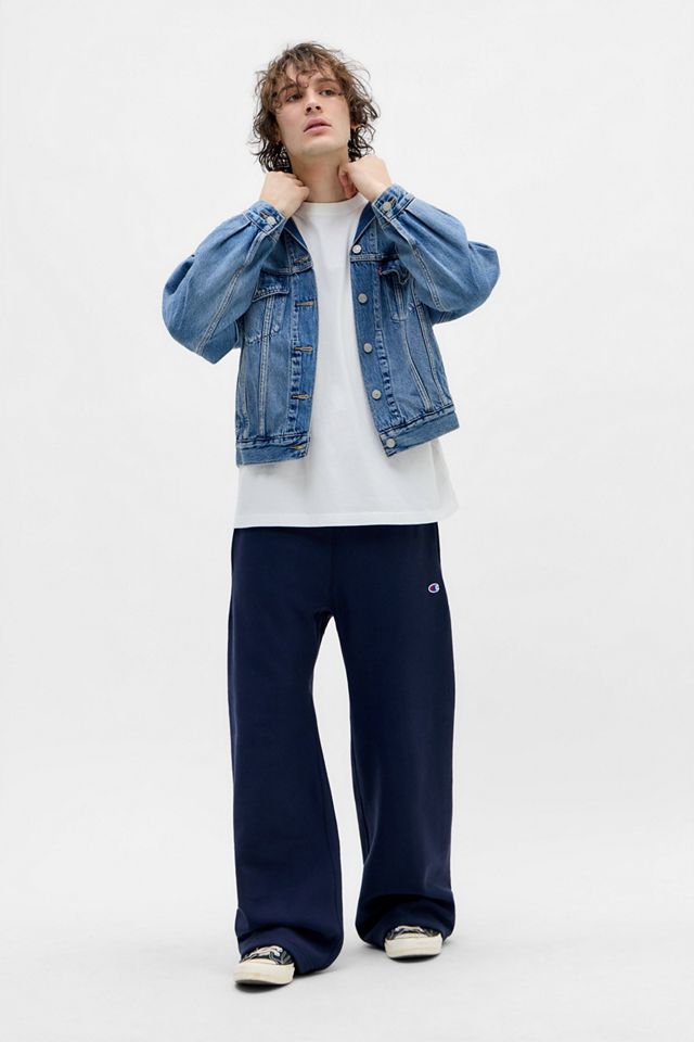 Pantaloni Jogger Champion Blu Navy Reverse Weave a Orlo Dritto #1