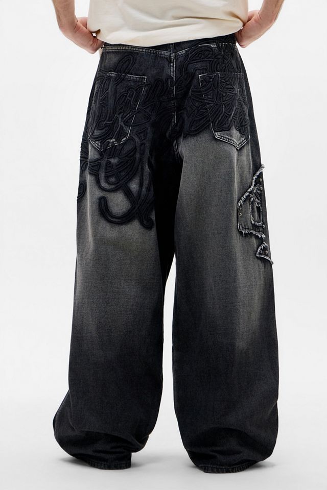 Jaded London Black Raised Embroidery XL Colossus Jeans #2