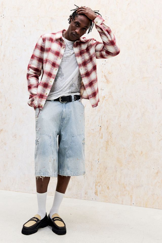 Jaded London Pinstripe Double Knee Carpenter Jorts #1