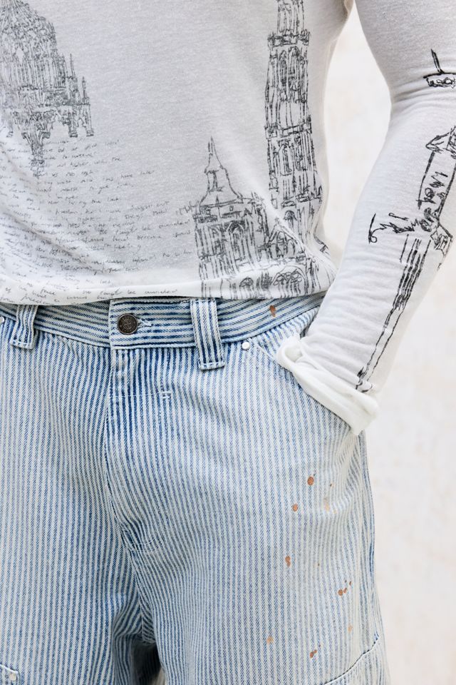 Jaded London Pinstripe Double Knee Carpenter Jorts #3
