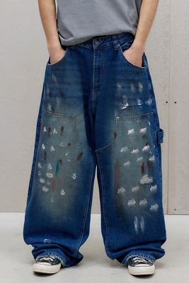 Jeans de charpentier à taille froncée avec éclaboussures Jaded London