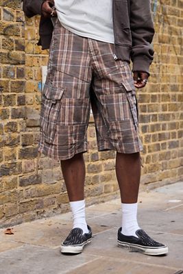 Jaded London Pantalones Cortos Estilo Cadete de Pana a Cuadros Marrón