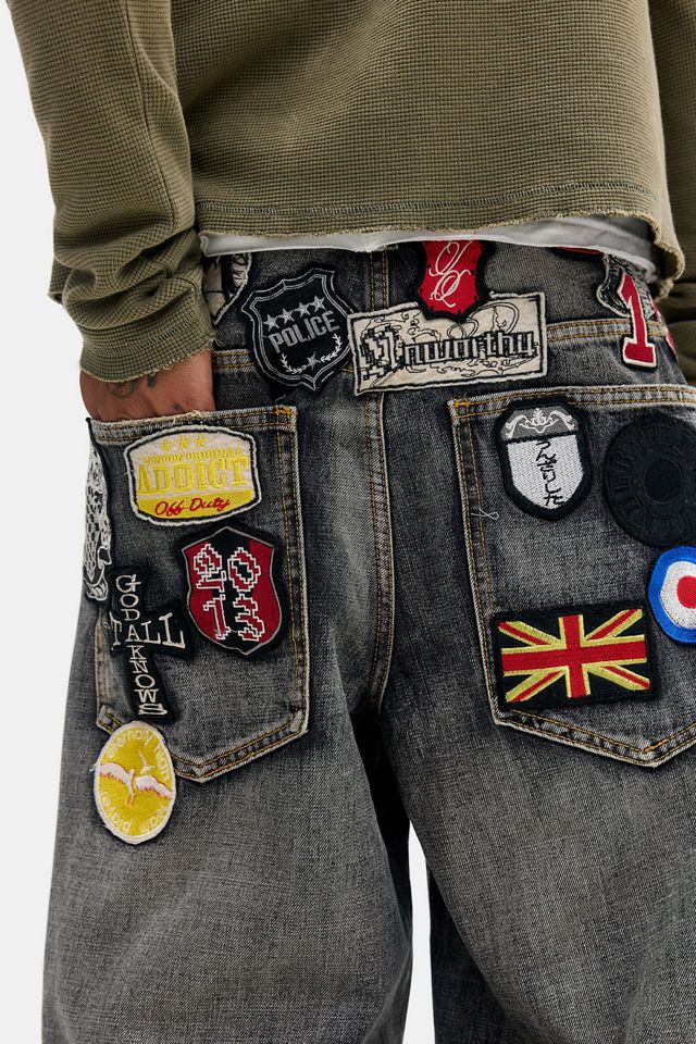 Jaded London Grey Multi Badge Colossus Jeans #1
