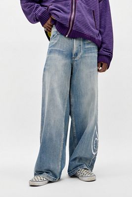 Jaded London Blaue Distressed Edelstein Hardcore Jeans
