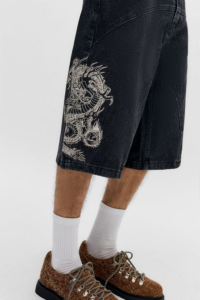 Ed Hardy UO Exclusive Schwarze Denim-Shorts mit Einsätzen #2