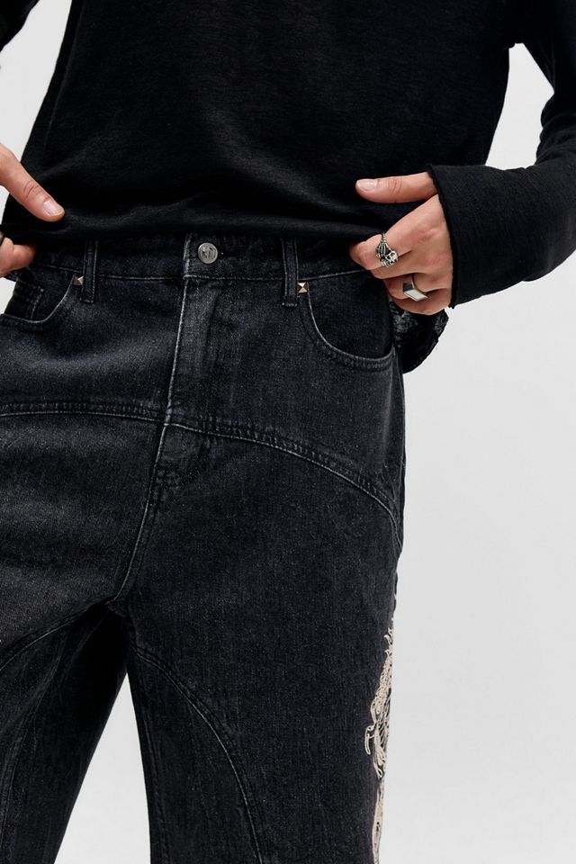 Ed Hardy UO Exclusive Schwarze Denim-Shorts mit Einsätzen #3