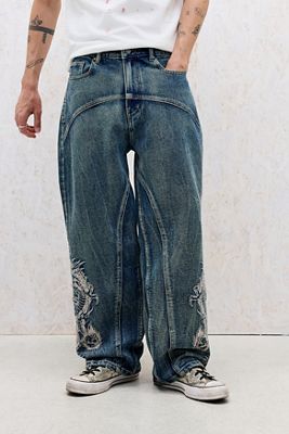 Jeans Ricamati a Pannelli Blu Ed Hardy Esclusiva UO