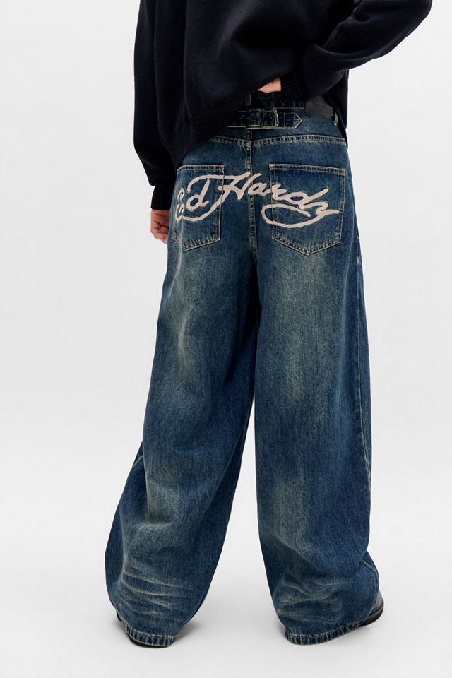 Ed Hardy UO Exclusive Blue Fade Twist Jeans #3
