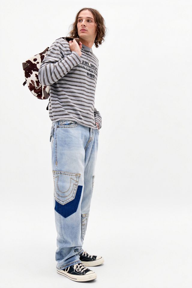 True Religion Blaue Bobbi Jeans mit geraden Beinen und Rauchstickerei #1