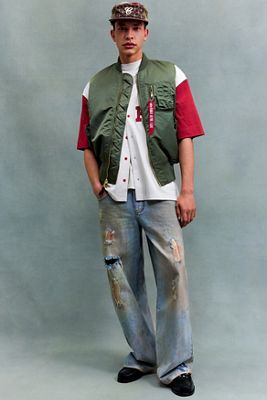 Alpha Industries Green MA-1 Vintage Bomber Jacket Vest